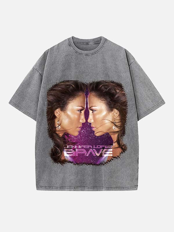 Jennifer Lopez Print Round Neck T-shirt