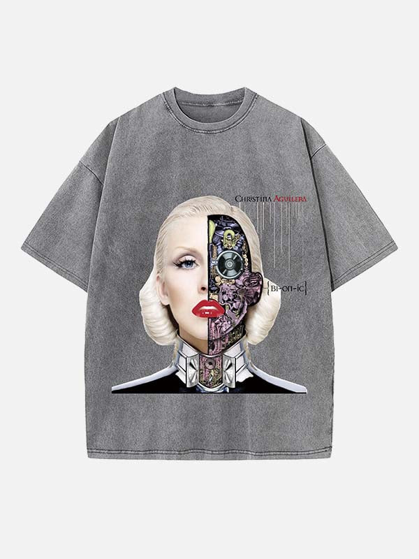 Christina Aguilera Print Round Neck T-shirt