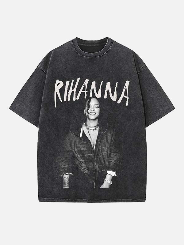 Rihanna Print Round Neck T-shirt