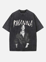 Rihanna Print Round Neck T-shirt