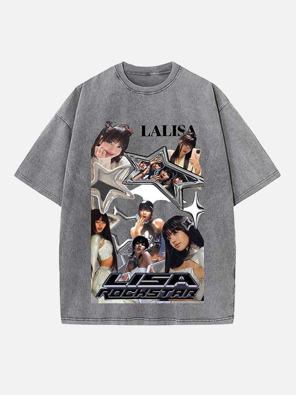 BLACKPINK Lisa Print Round Neck T-shirt