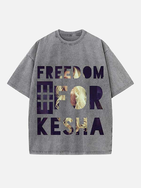 Kesha Print Round Neck T-shirt