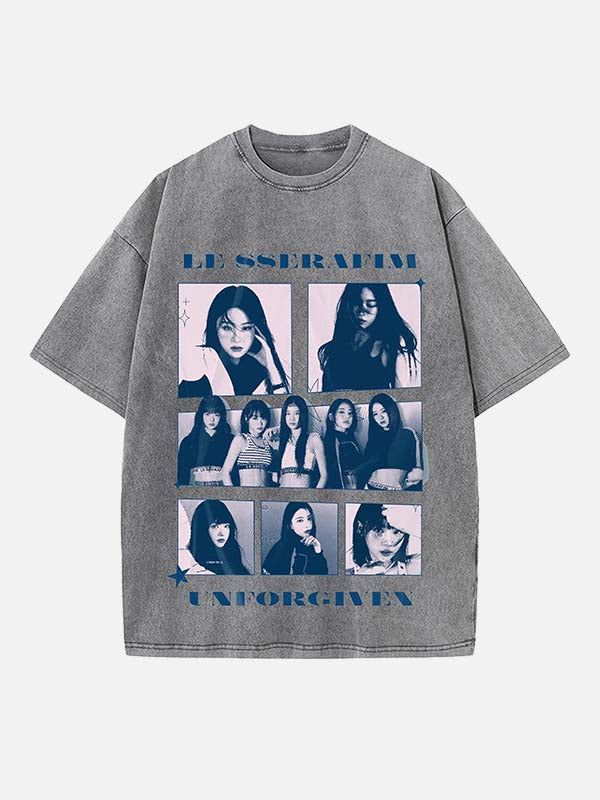 LE SSERAFIM Print Round Neck T-shirt