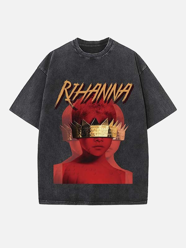Rihanna Print Round Neck T-shirt