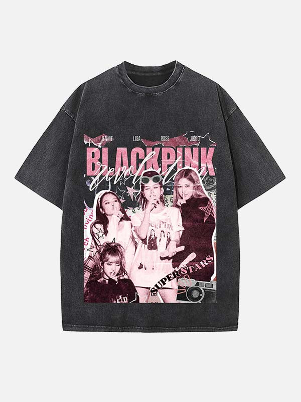 BLACKPINK Print Round Neck T-shirt