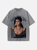 Rihanna Print Round Neck T-shirt