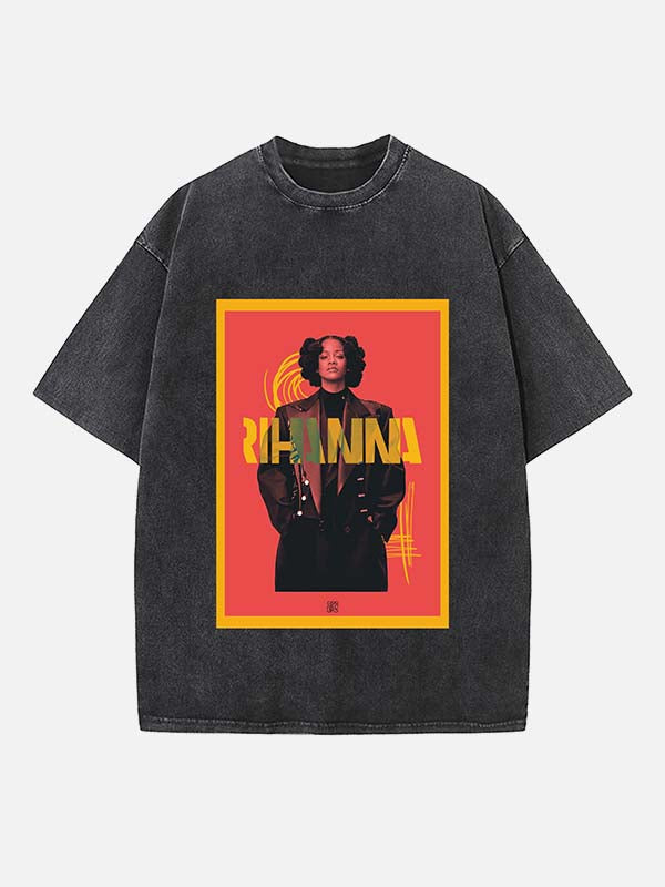 Rihanna Print Round Neck T-shirt