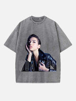 Dua Lipa Print Round Neck T-shirt