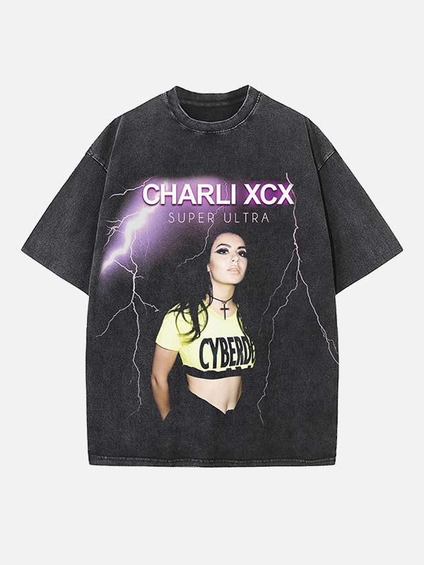 Charli xcx Print Round Neck T-shirt