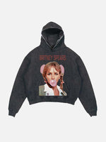 Britney Spears Print Slant Pockets Hoodie