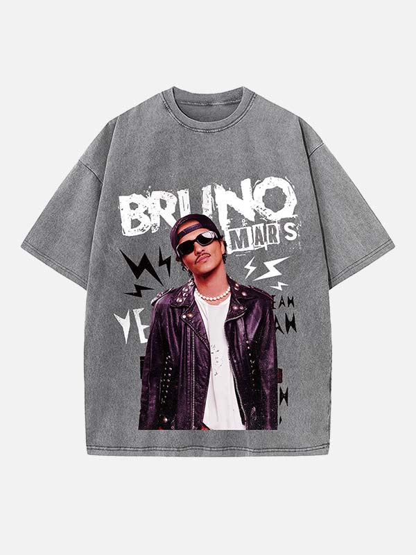 Bruno Mars Print Round Neck T-shirt