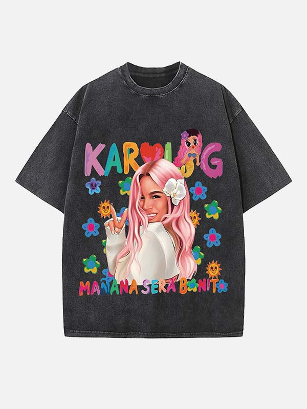 Karol G Print Round Neck T-shirt