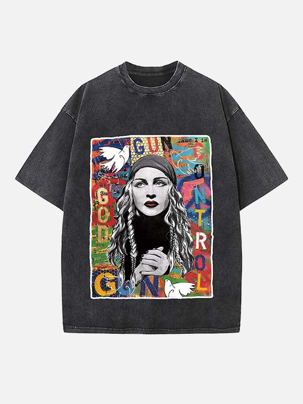 Madonna Print Round Neck T-shirt