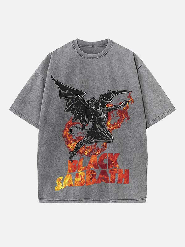 Black Sabbath Print Round Neck T-shirt