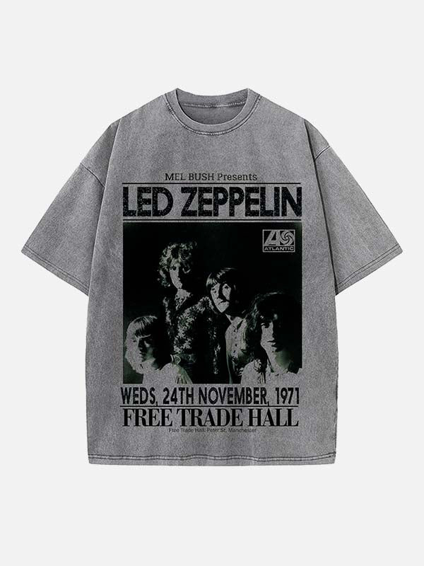 Led Zeppelin Print Round Neck T-shirt