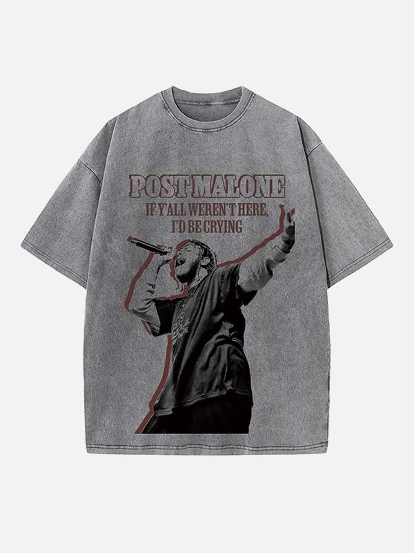 Post Malone Print Round Neck T-shirt
