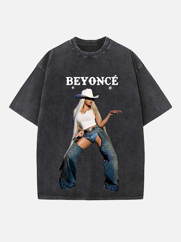 Beyoncé Print Round Neck T-shirt