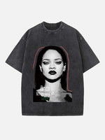 Rihanna Print Round Neck T-shirt