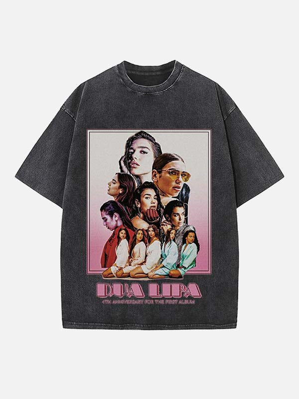 Dua Lipa Print Round Neck T-shirt