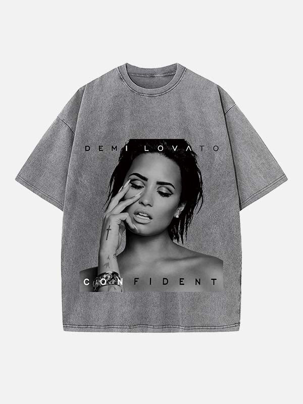 Demi Lovato Print Round Neck T-shirt