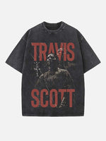 Travis Scott Print Round Neck T-shirt