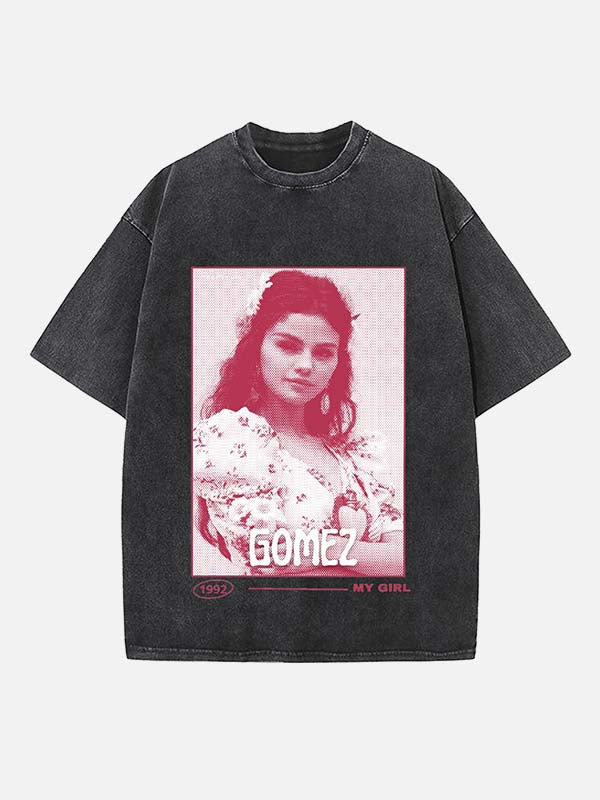 Selena Gomez Print Round Neck T-shirt