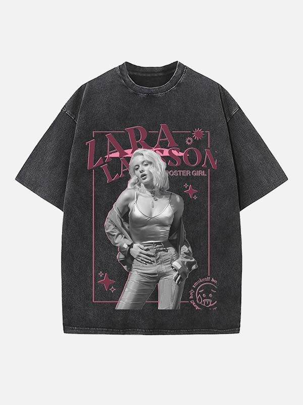 Zara Larsson Print Round Neck T-shirt