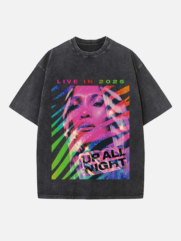 Jennifer Lopez Print Round Neck T-shirt