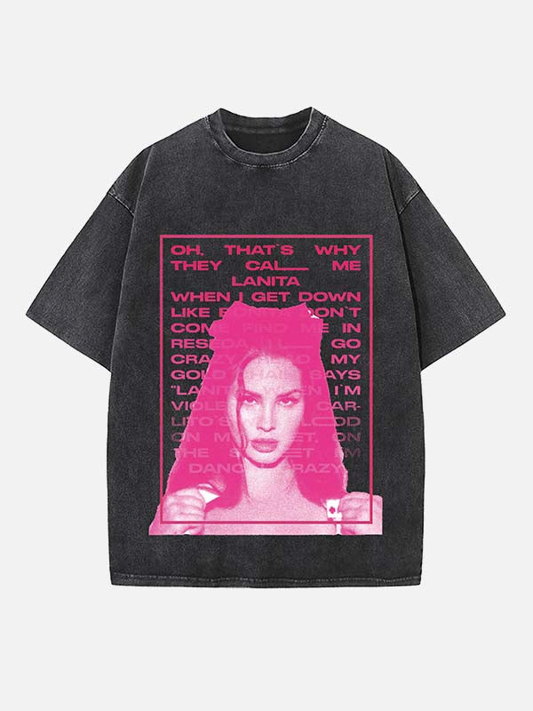 Lana Del Rey Print Round Neck T-shirt