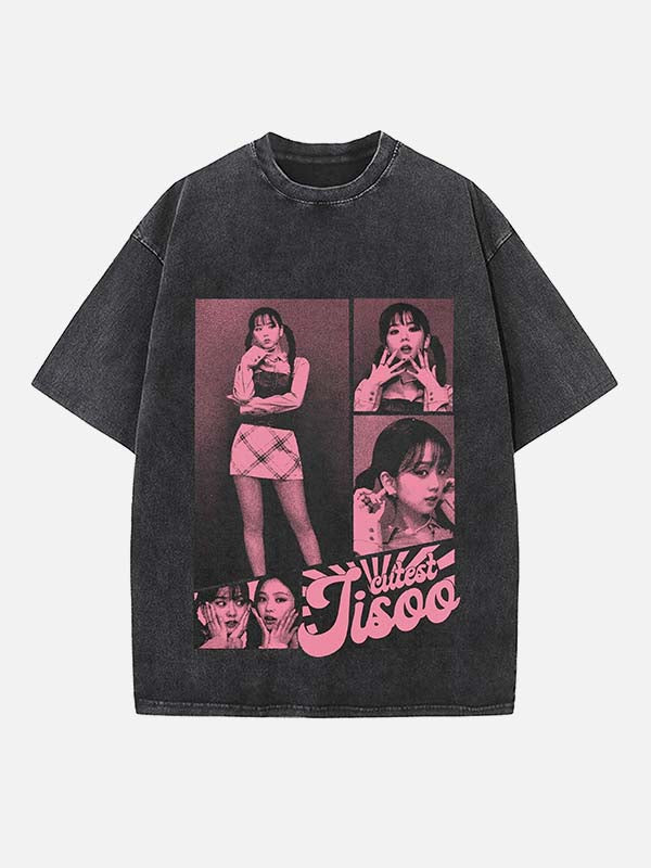 BLACKPINK Jisoo Print Round Neck T-shirt