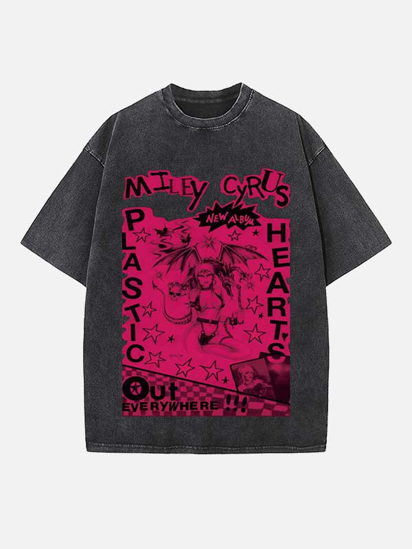 Miley Cyrus Print Round Neck T-shirt