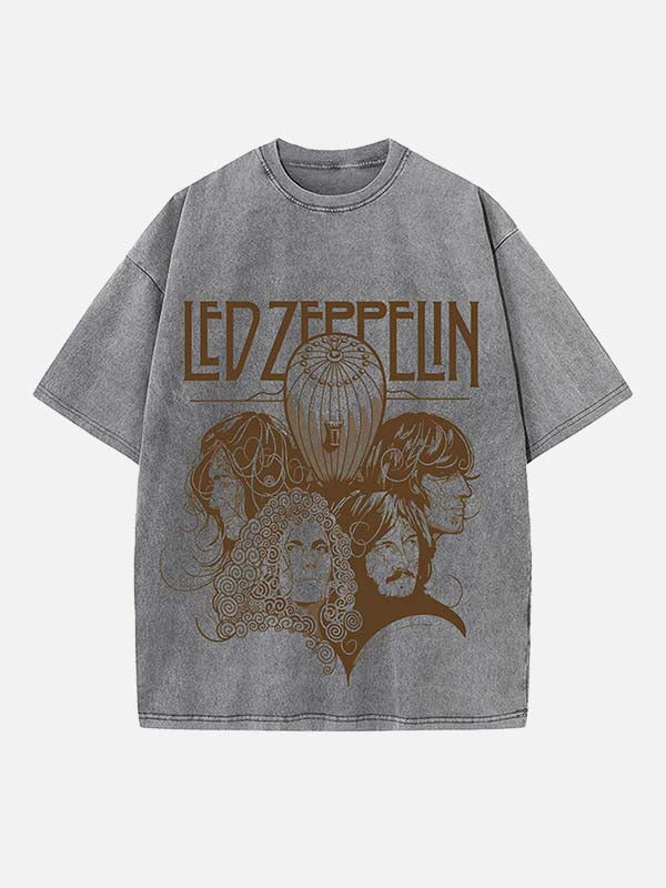 Led Zeppelin Print Round Neck T-shirt