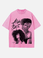 Alicia Keys Print Round Neck T-shirt
