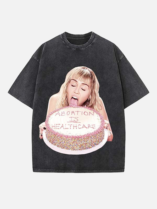 Miley Cyrus Print Round Neck T-shirt
