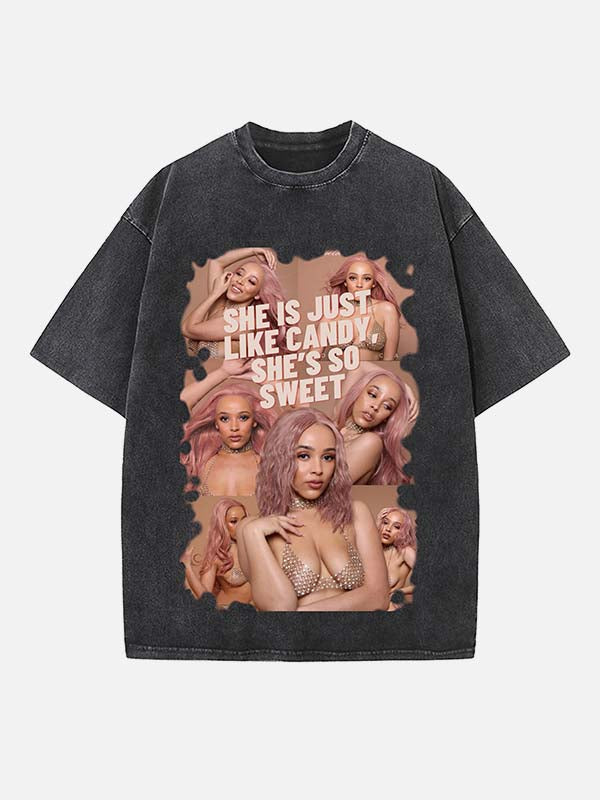 Doja Cat Print Round Neck T-shirt