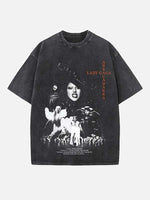 Lady Gaga Print Round Neck T-shirt