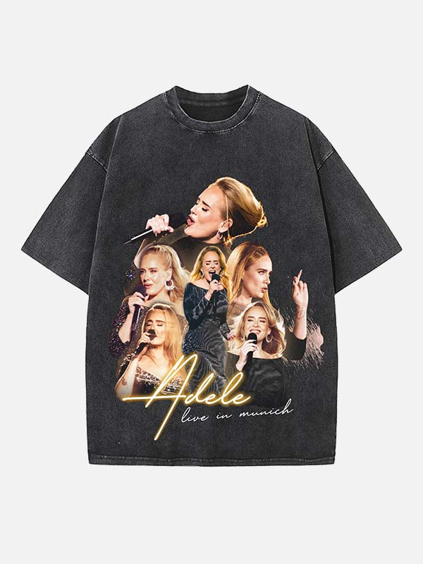 Adele Print Round Neck T-shirt