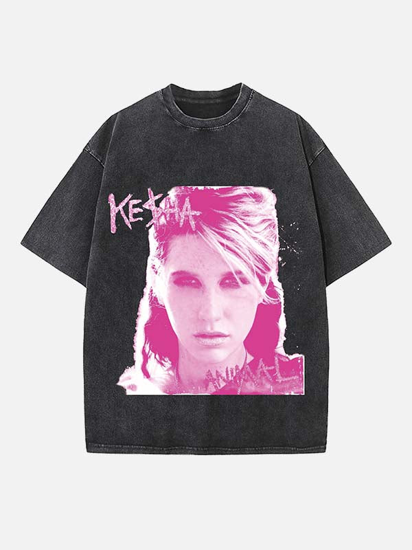 Kesha Print Round Neck T-shirt