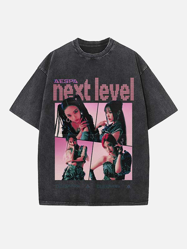 Aespa Print Round Neck T-shirt