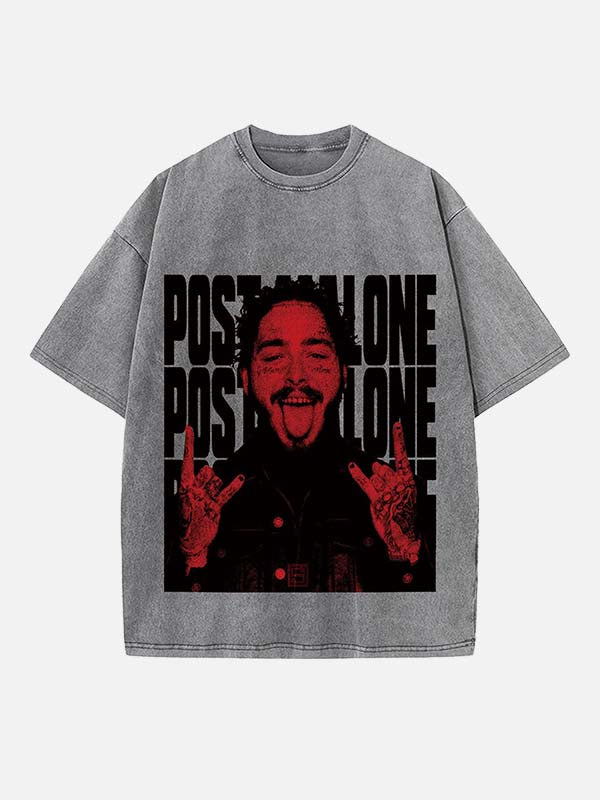 Post Malone Print Round Neck T-shirt