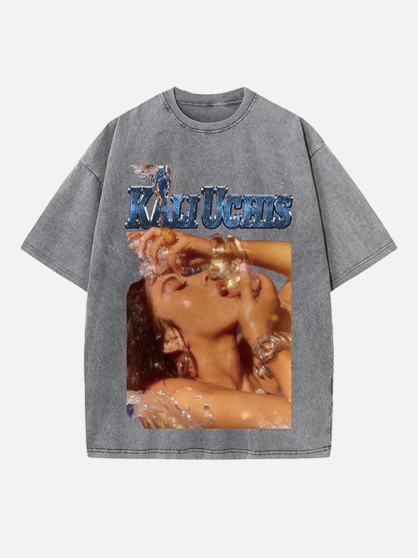 Kali Uchis Print Round Neck T-shirt