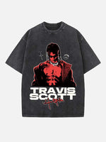 Travis Scott Print Round Neck T-shirt