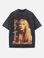 Christina Aguilera Print Round Neck T-shirt