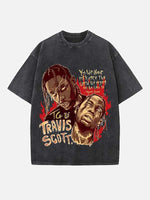Travis Scott Print Round Neck T-shirt