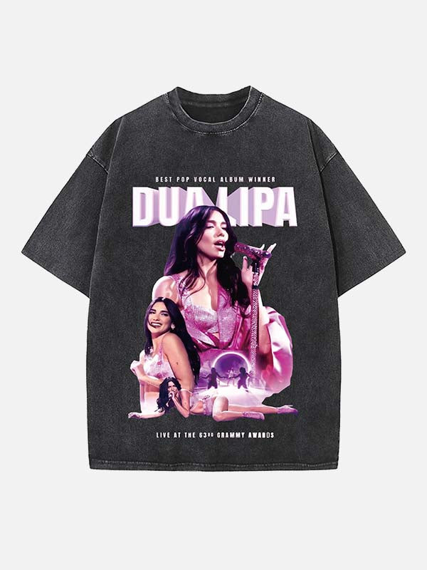 Dua Lipa Print Round Neck T-shirt