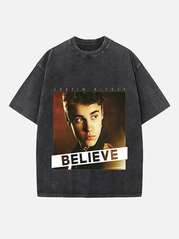 Justin Bieber Print Round Neck T-shirt