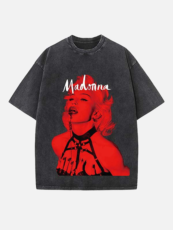 Madonna Print Round Neck T-shirt