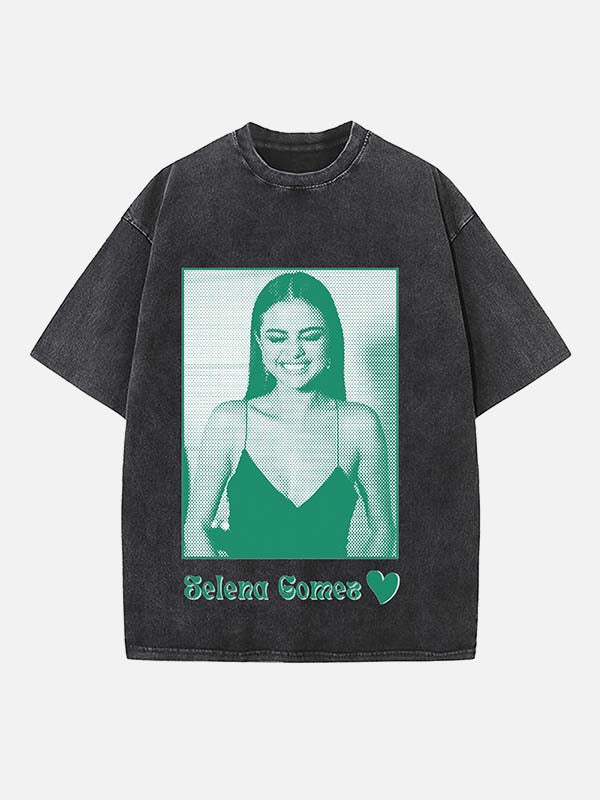 Selena Gomez Print Round Neck T-shirt