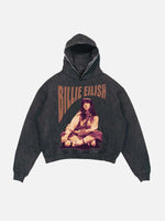 Billie Eilish Print Slant Pockets Hoodie