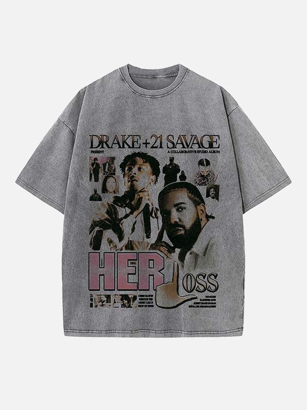 Drake Print Round Neck T-shirt